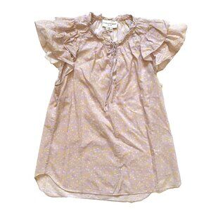 Charlotte Brody Butterfly Blouse Top Shirt Womens Small Pink Yellow Short Sleeve